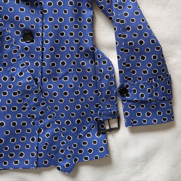 Coach Woman's Trench Coat Royal Blue Jacket Leather Collar 100% Cotton Size M - Picture 12 of 17